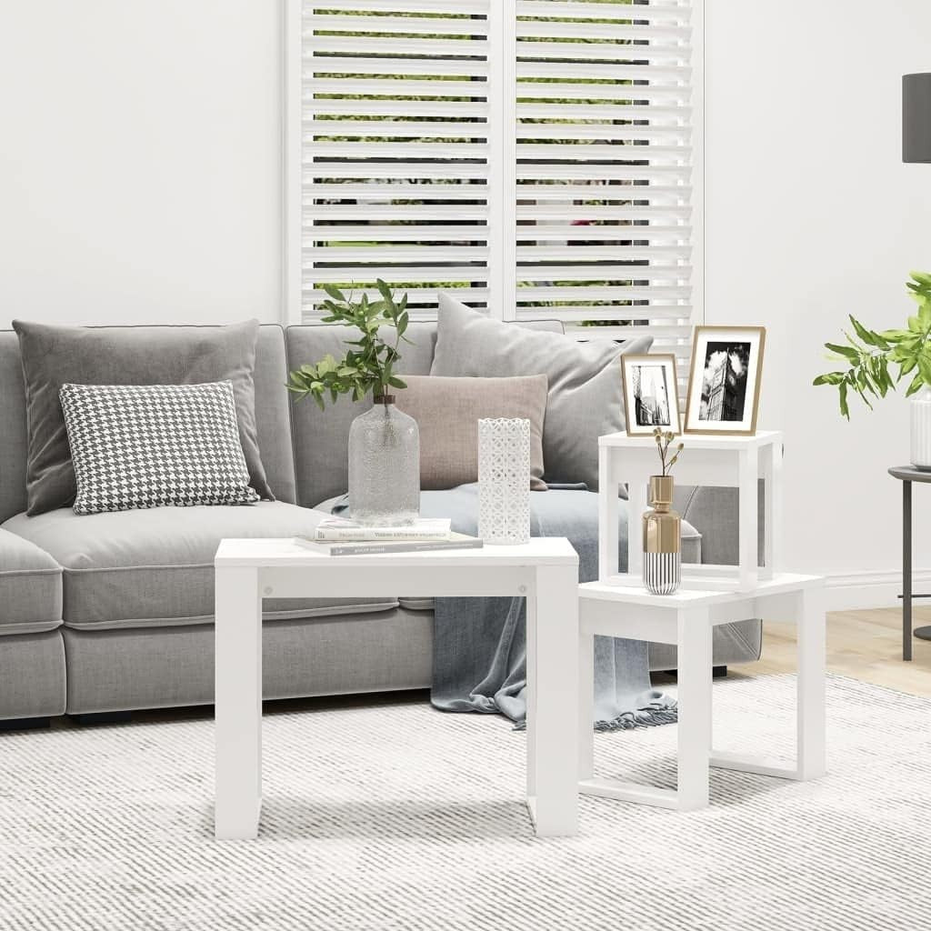 Space Saving Coffee Table White Modern Rectangular Engineered Wood 11.9kg
