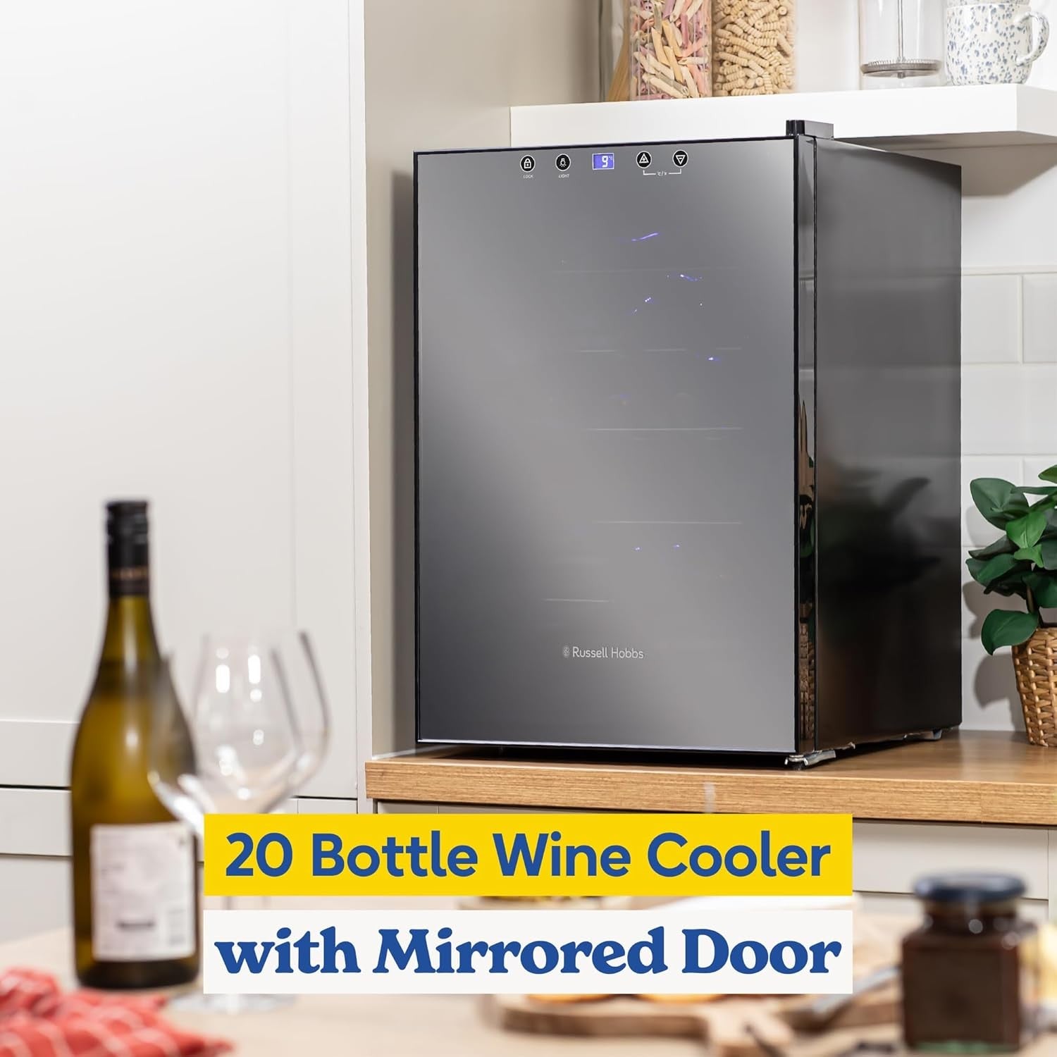 Wine Cooler Fridge 20 Bottle Freestanding Drinks Fridge LED Glass Door