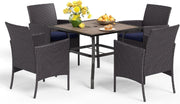 37" Outdoor Rattan Dining Set Table Chairs Garden Patio Bistro Furniture