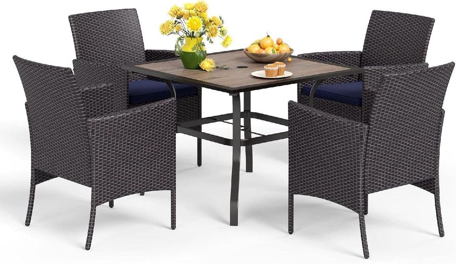 37" Outdoor Rattan Dining Set Table Chairs Garden Patio Bistro Furniture