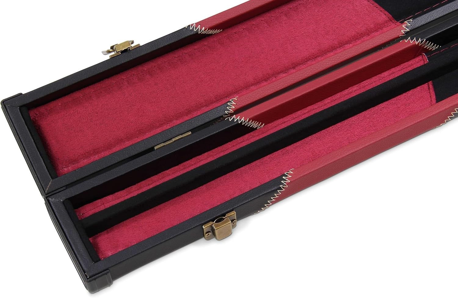 Hard Snooker Pool Cue Case 2 Piece Centre Joint Burgundy Deluxe