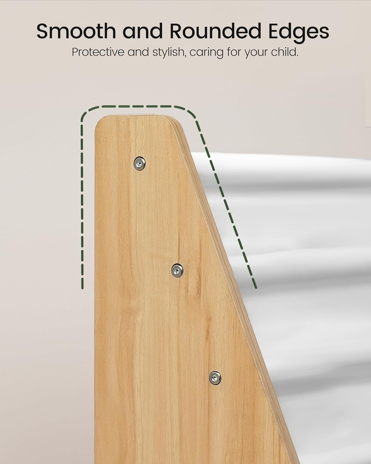 6 Tier Kids Bookshelf White Natural Sling Book Organizer Large Capacity