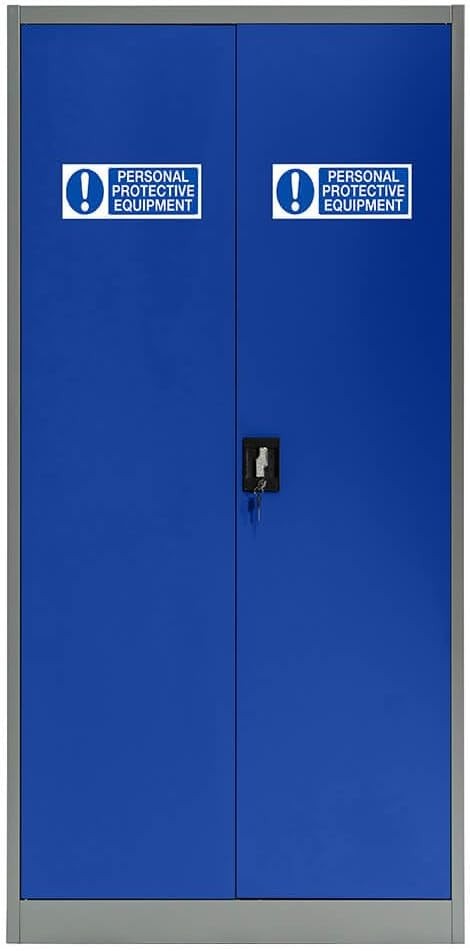 Blue Metal Lockable Cleaning Cabinet Utility Cupboard with Adjustable Shelves