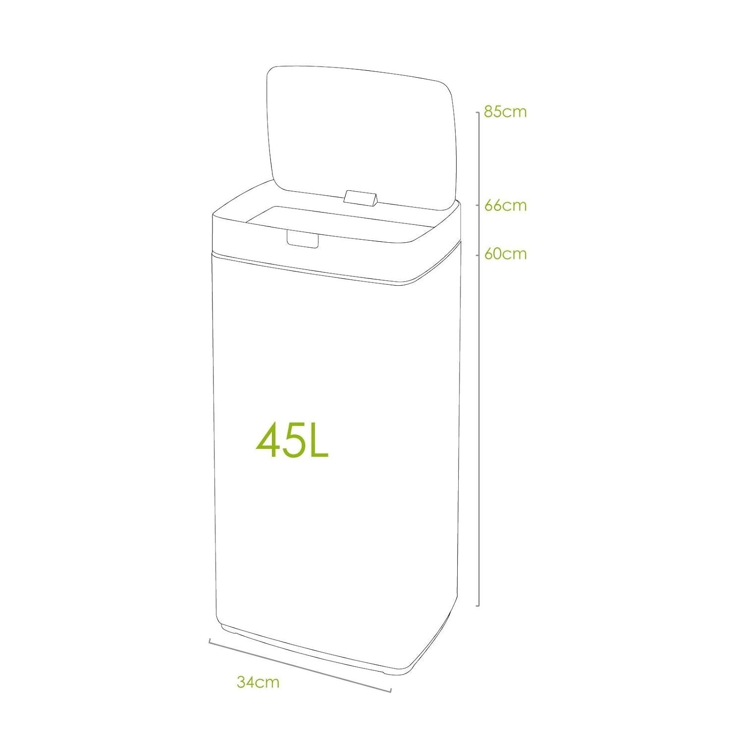 45L Touchless Stainless Steel Kitchen Bin – Automatic Hands-Free Sensor