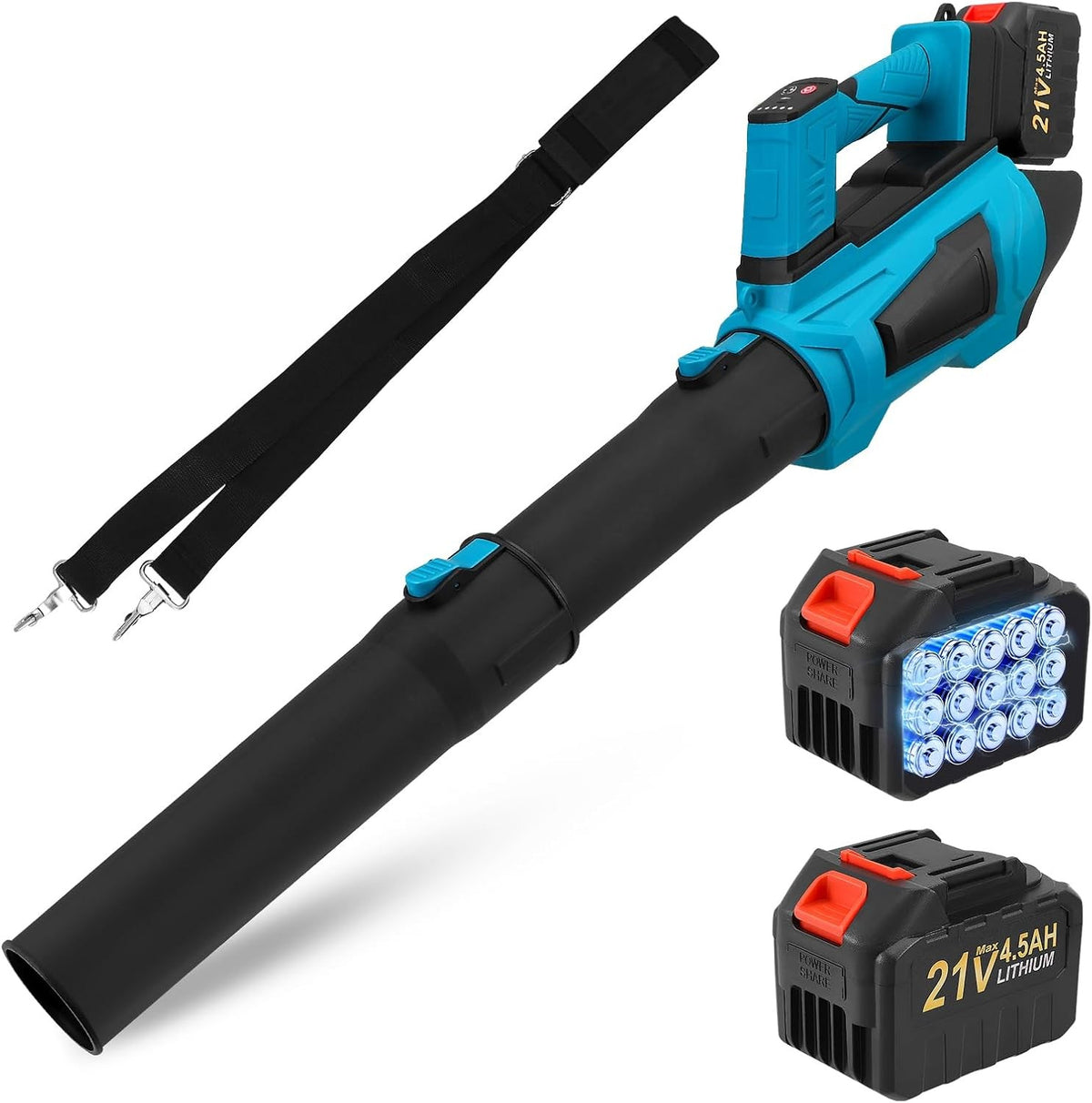 Cordless Leaf Blower 21V Dual Battery 5 Speed Turbo Handheld Garden