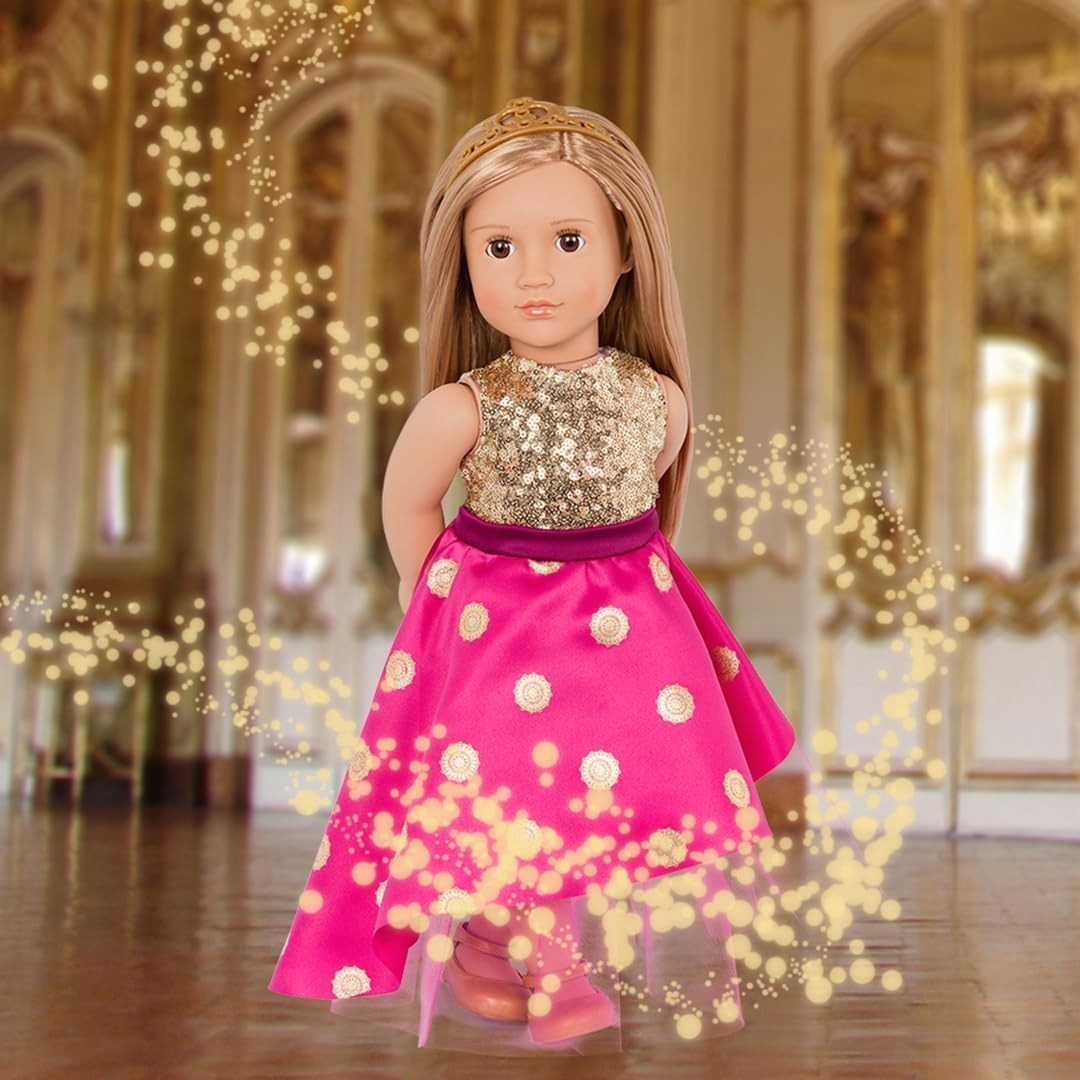 18-Inch Fashion Doll Blonde Hair Brown Eyes Gown Tiara Soft Body