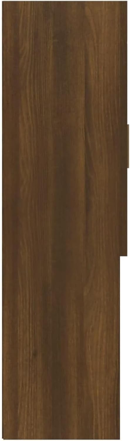 Brown Oak Washing Machine Cabinet Tall Laundry Storage Unit with Doors & Shelves