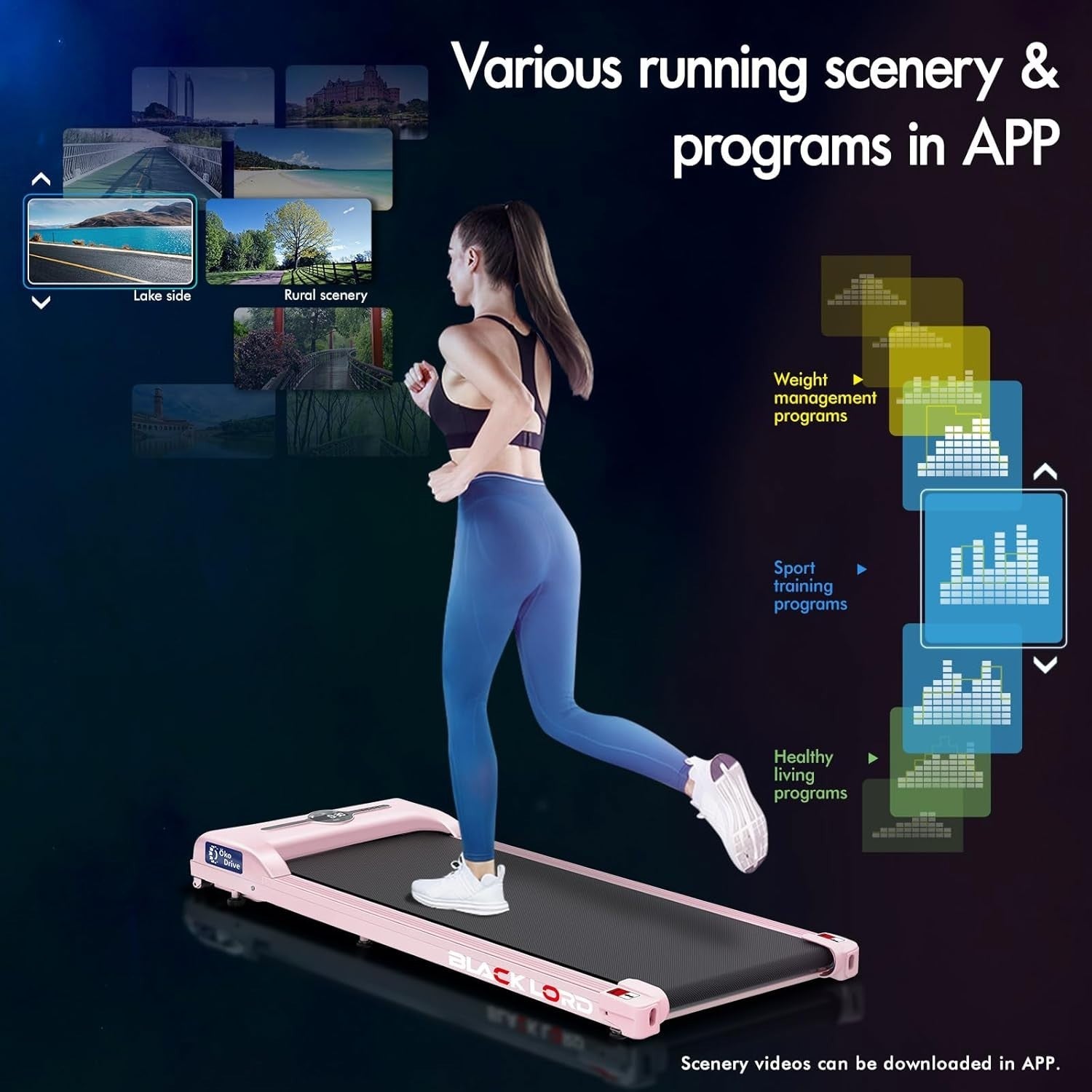 9% Incline Under Desk Treadmill 2.2HP Home Running Machine w/ LED