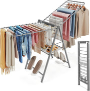 Foldable Clothes Drying Rack Height Adjustable Indoor Outdoor Metal Airer