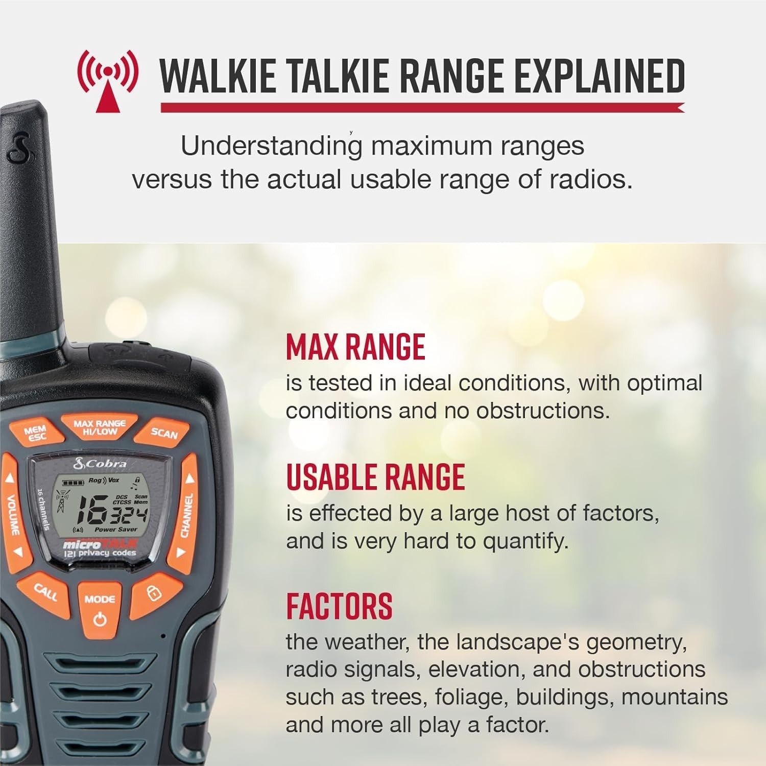 Weather Resistant Walkie Talkies 2 Pack 10KM Range VOX Rechargeable