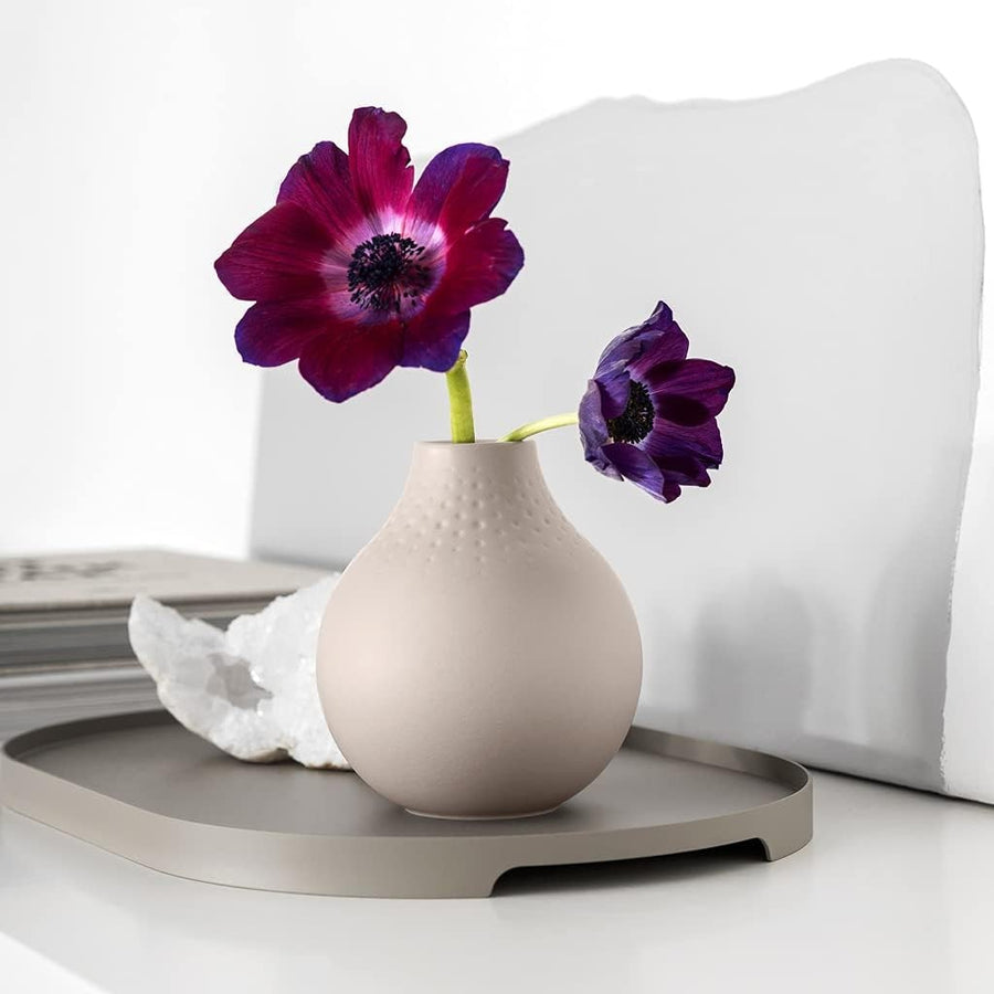Beige Porcelain Vase Small Modern Minimalist Flower Table Decor 12cm