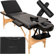 Portable Massage Table Set Foldable Wooden Beauty Therapy Bed Adjustable Black