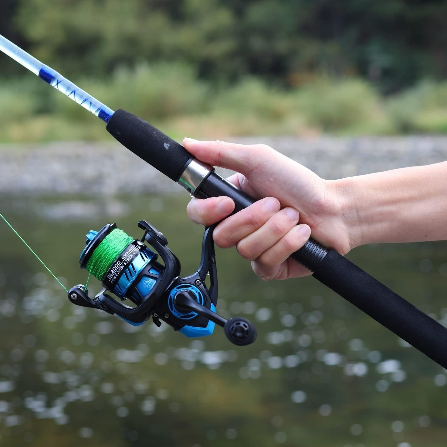 Spinning Fishing Rod Reel Combo Travel Set 2-Piece Graphite Glass Rod