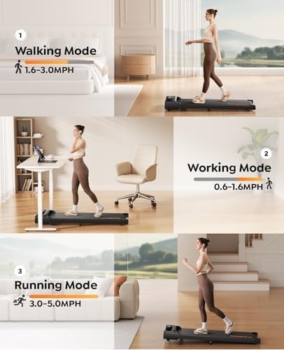 3HP Under Desk Treadmill 9% Incline Walking Pad 1-8km/h Compact Quiet Home 120KG