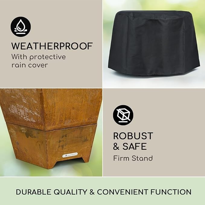Outdoor Fire Pit Bowl with Grill – Weatherproof Steel Garden Fireplace 60cm