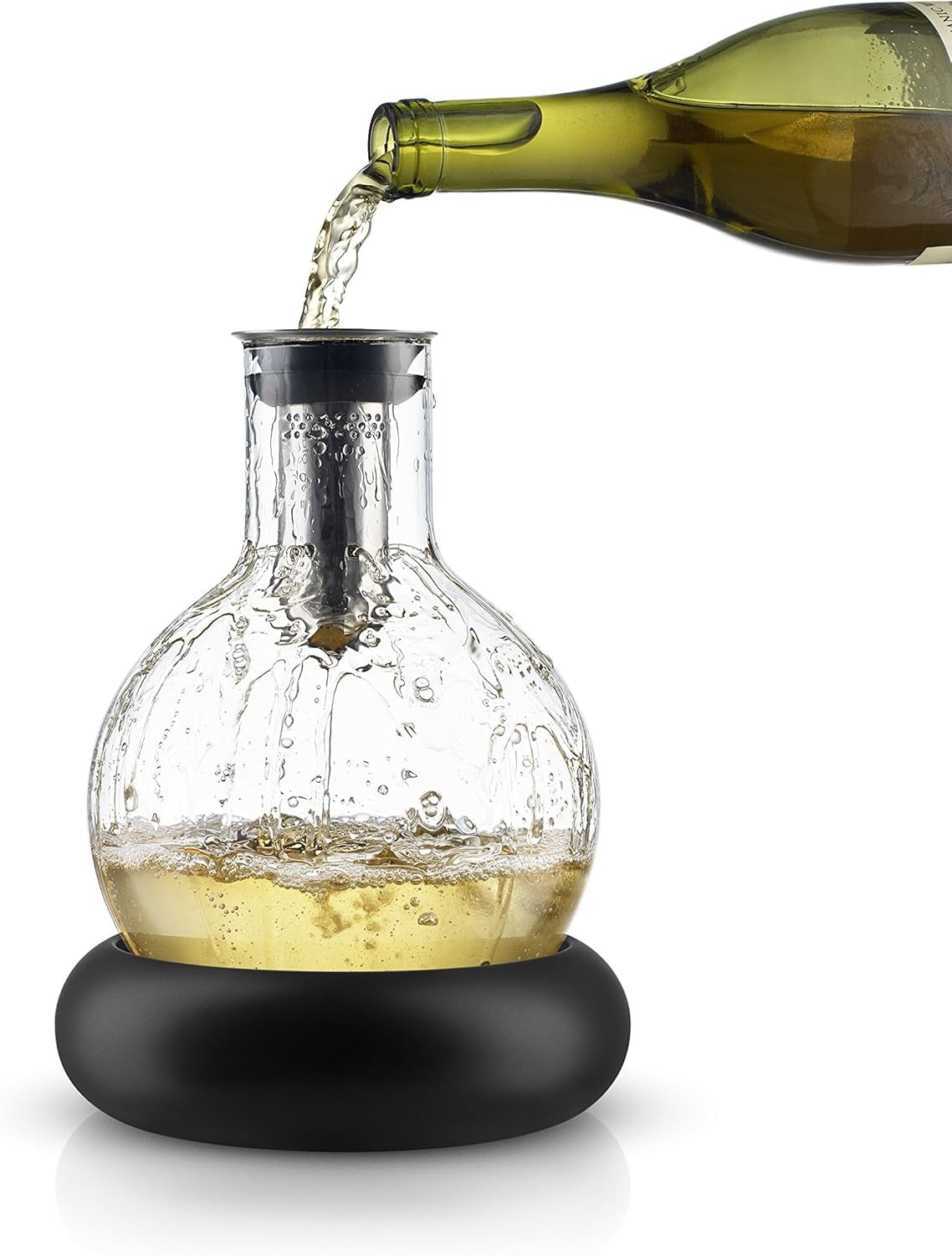 Chilled Wine Decanter With Cooling Base Glass Carafe 750ml Bar Table
