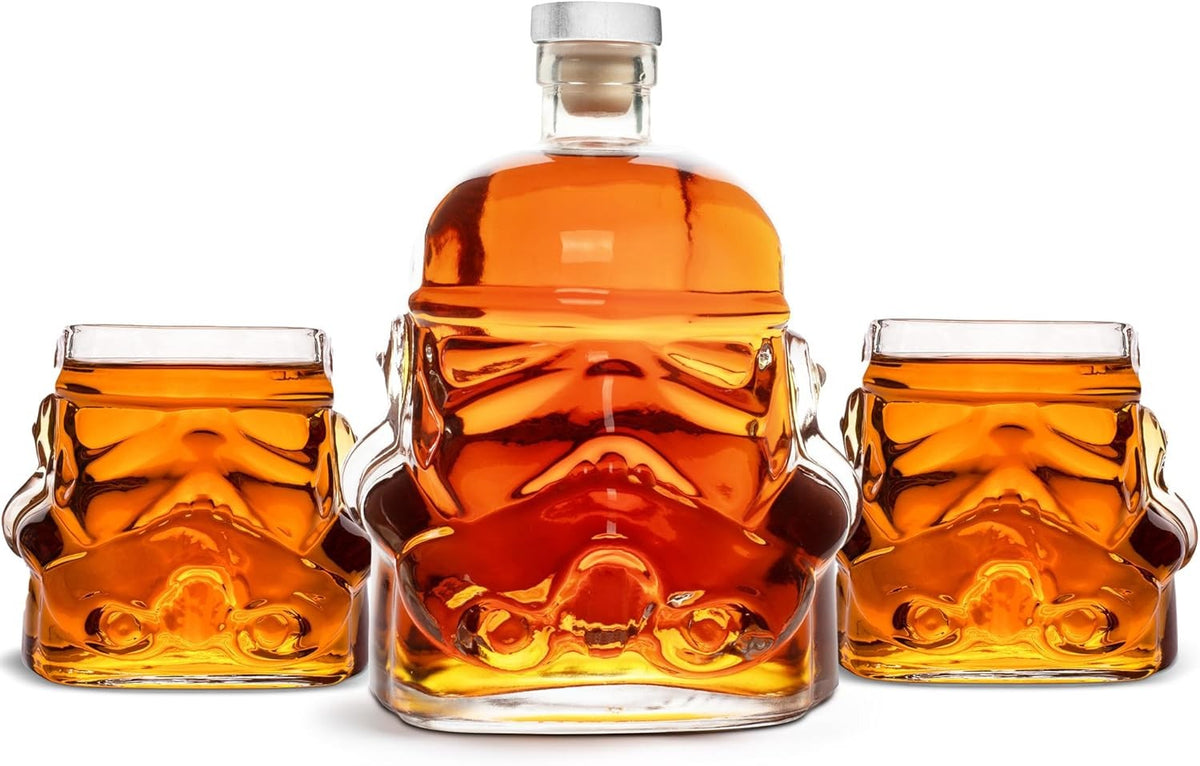Stormtrooper Whiskey Decanter 750ml + 2 Glasses Set | Unique 3D Helmet Gift