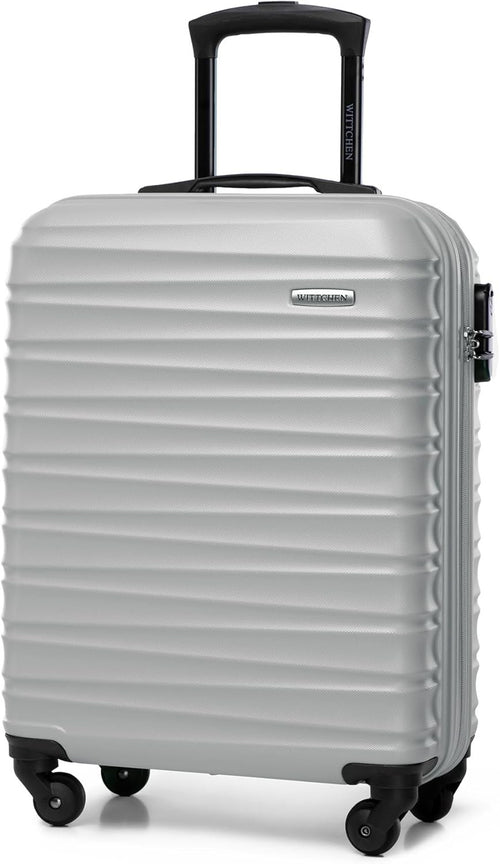 ABS Hardshell Carry On Cabin Suitcase 4 Spinner Wheels Lock Grey