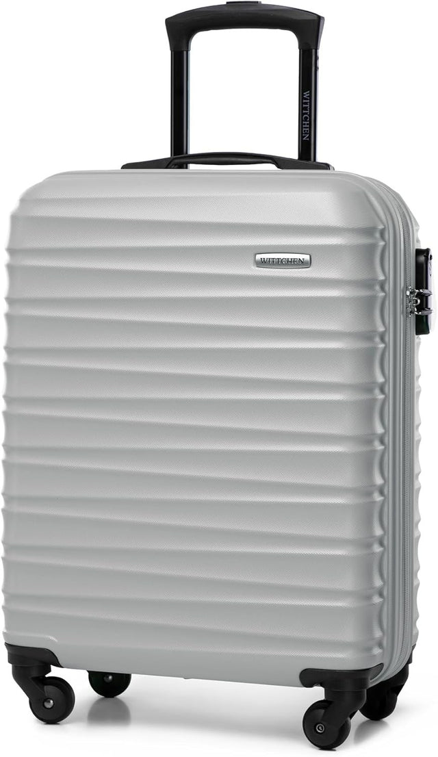 ABS Hardshell Carry On Cabin Suitcase 4 Spinner Wheels Lock Grey