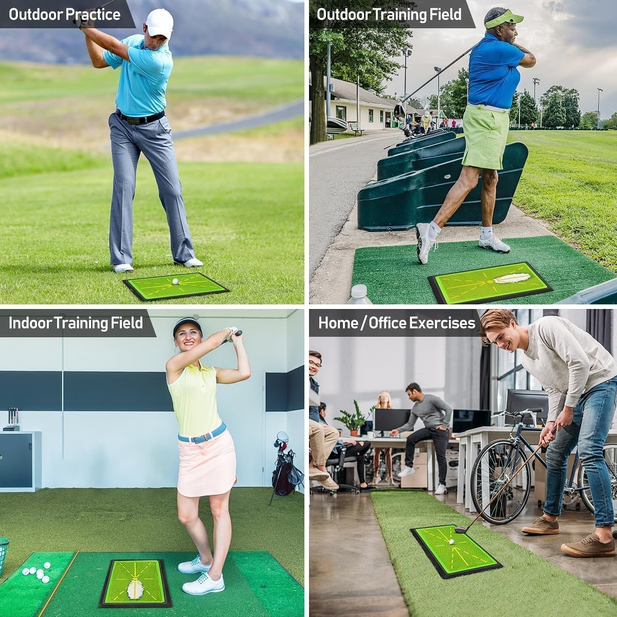 Golf Swing Mat Divot Board 12x17in Swing Path Trainer Indoor