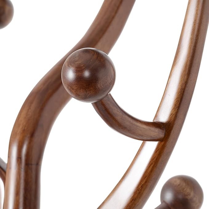 Solid Wood Coat Rack Stand 180cm Tree Design Hall Stand Walnut Finish
