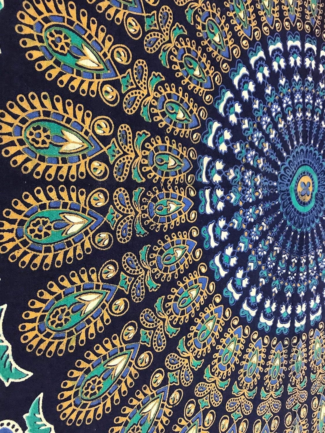 Blue Floral Mandala Tapestry 84x92in Queen Boho Wall Hanging Cotton