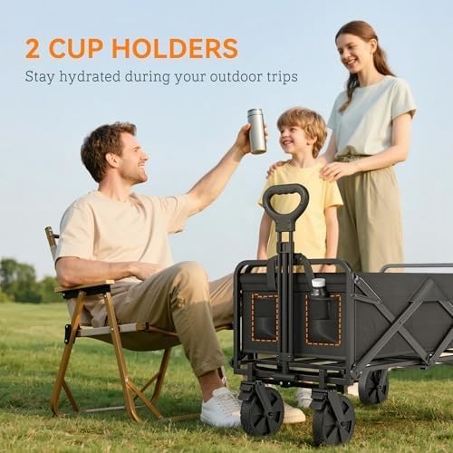 Folding Festival Trolley 90L Camping Garden Shopping Cart on Wheels