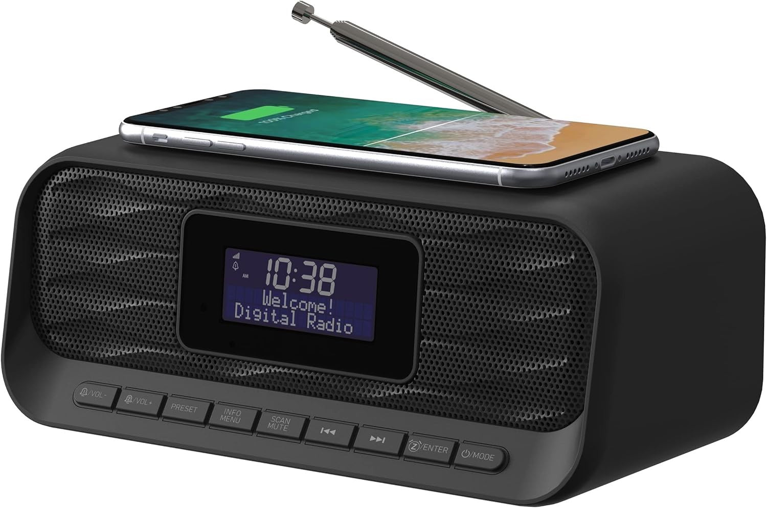 DAB DAB+ FM Clock Radio LED Display USB Charging Dual Alarm Presets