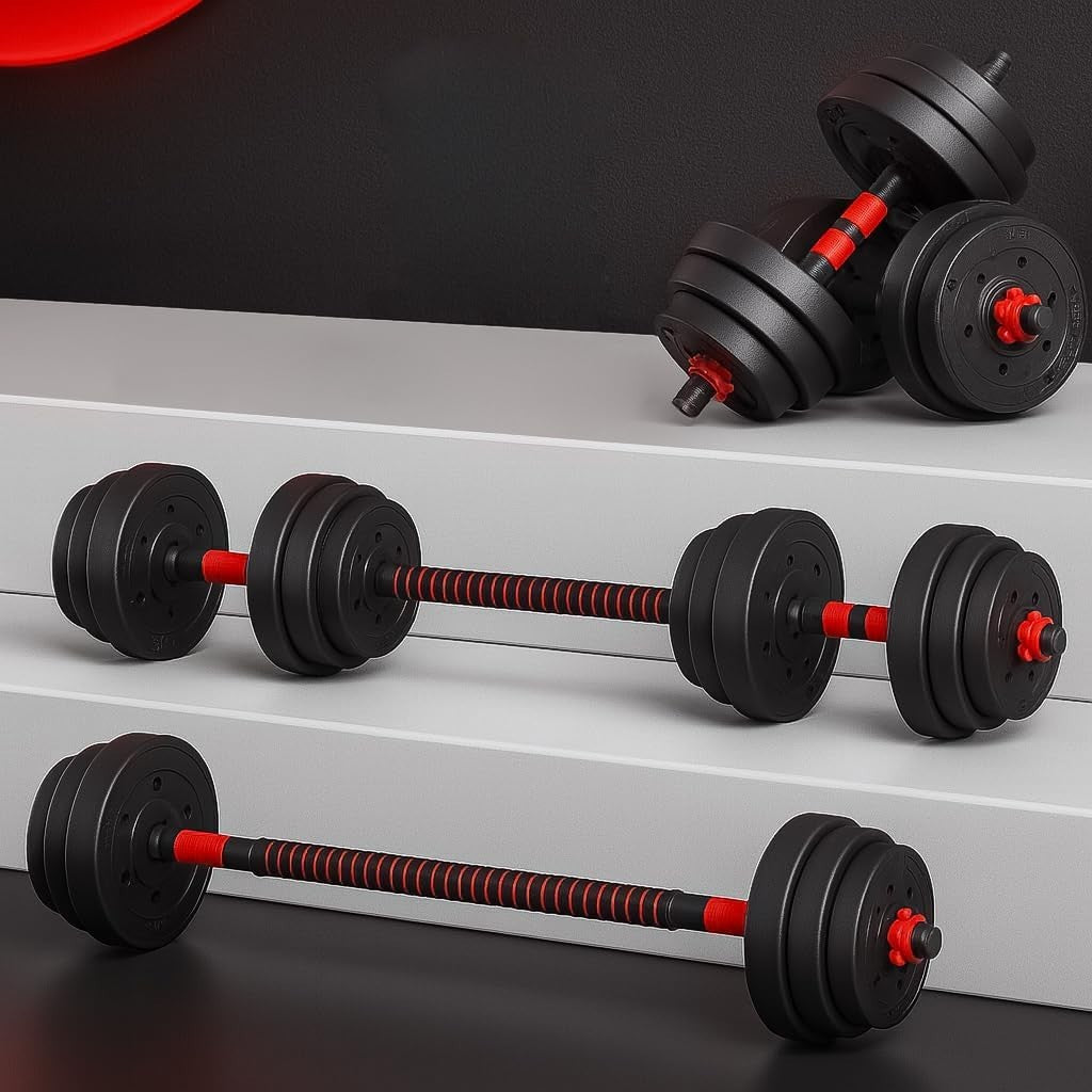 2-in-1 Adjustable Dumbbell Barbell Set 15–40kg Cast Iron Home Gym