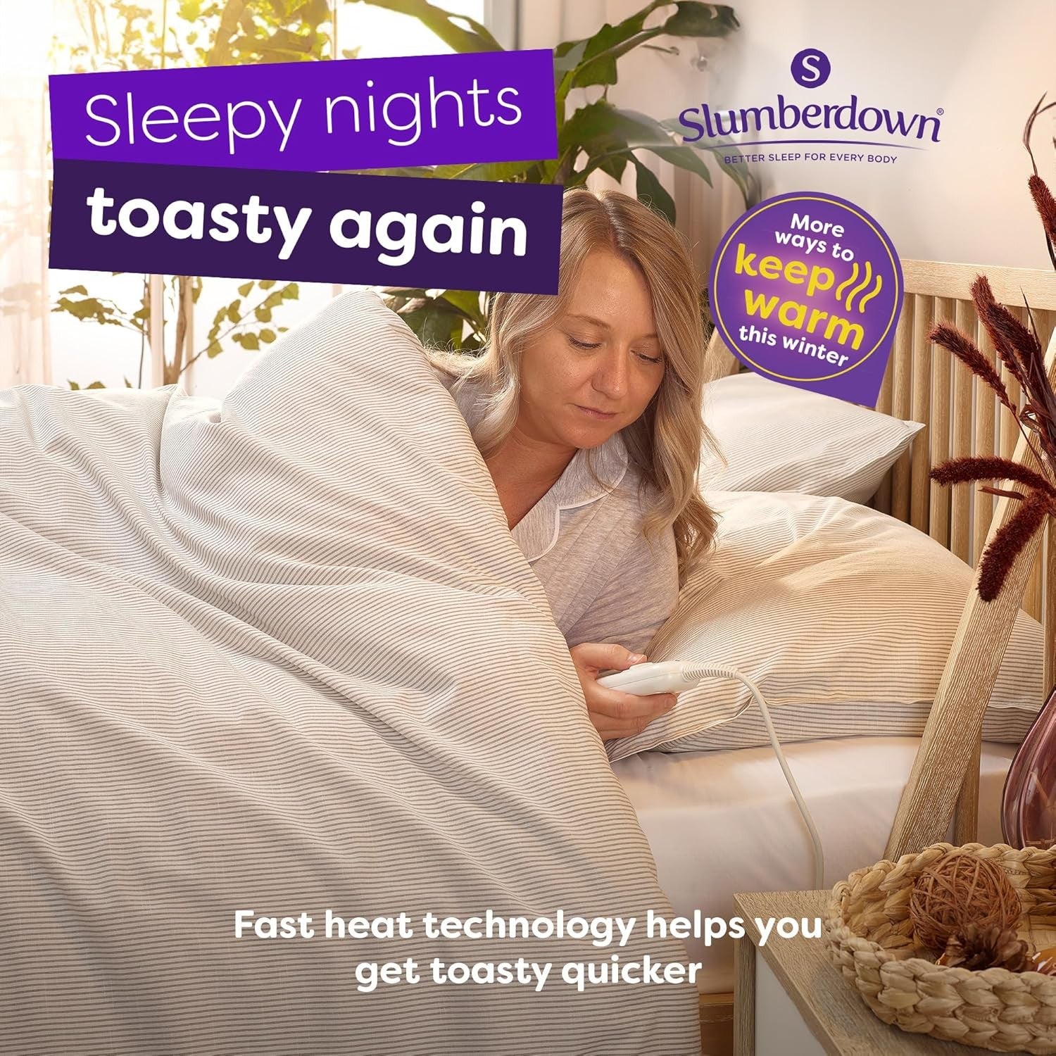 Double Electric Underblanket Quilted Warm Energy Saving 3 Heat Settings 150x120c