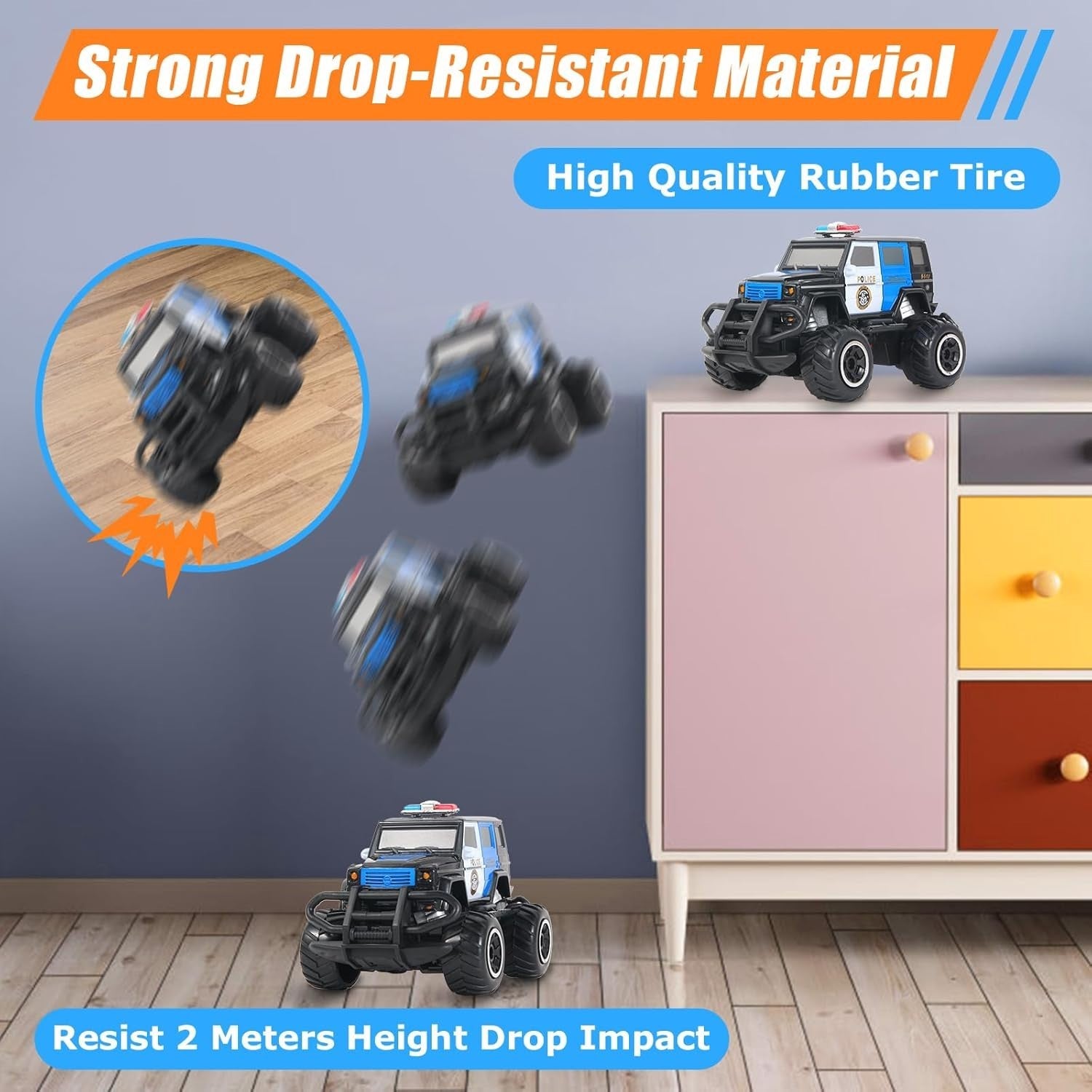 Mini Police RC Car for Kids 3-7, Off-Road Remote Control Toy Gift