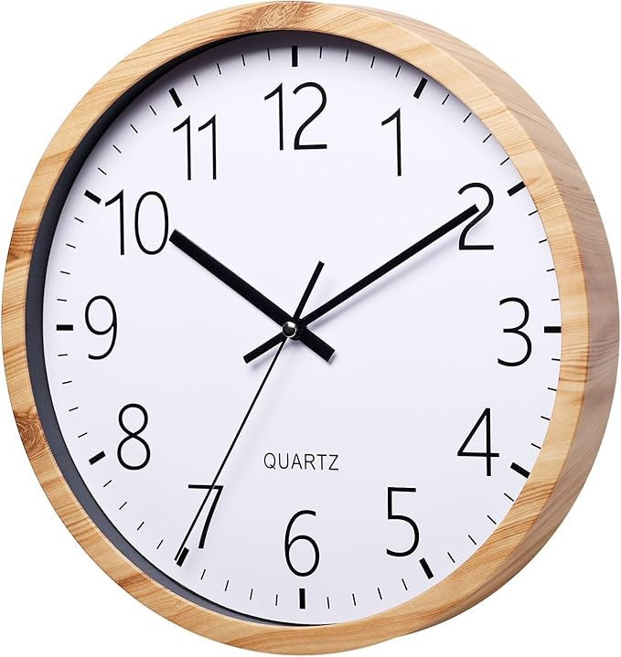 Modern 12 Inch Wooden Wall Clock Silent Non-Ticking Minimalist Home Decor