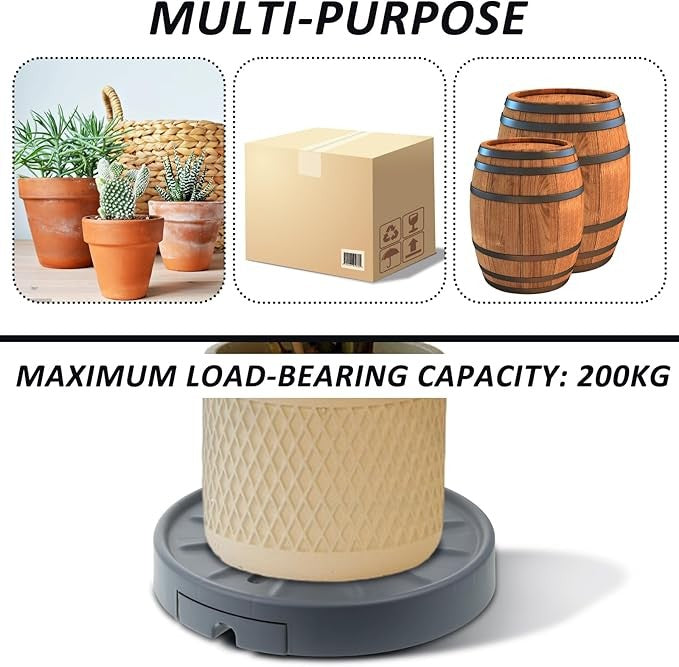 2 Pack 33cm Plant Caddy with Wheels Heavy Duty Rolling Pot Stand Indoor Outdoor