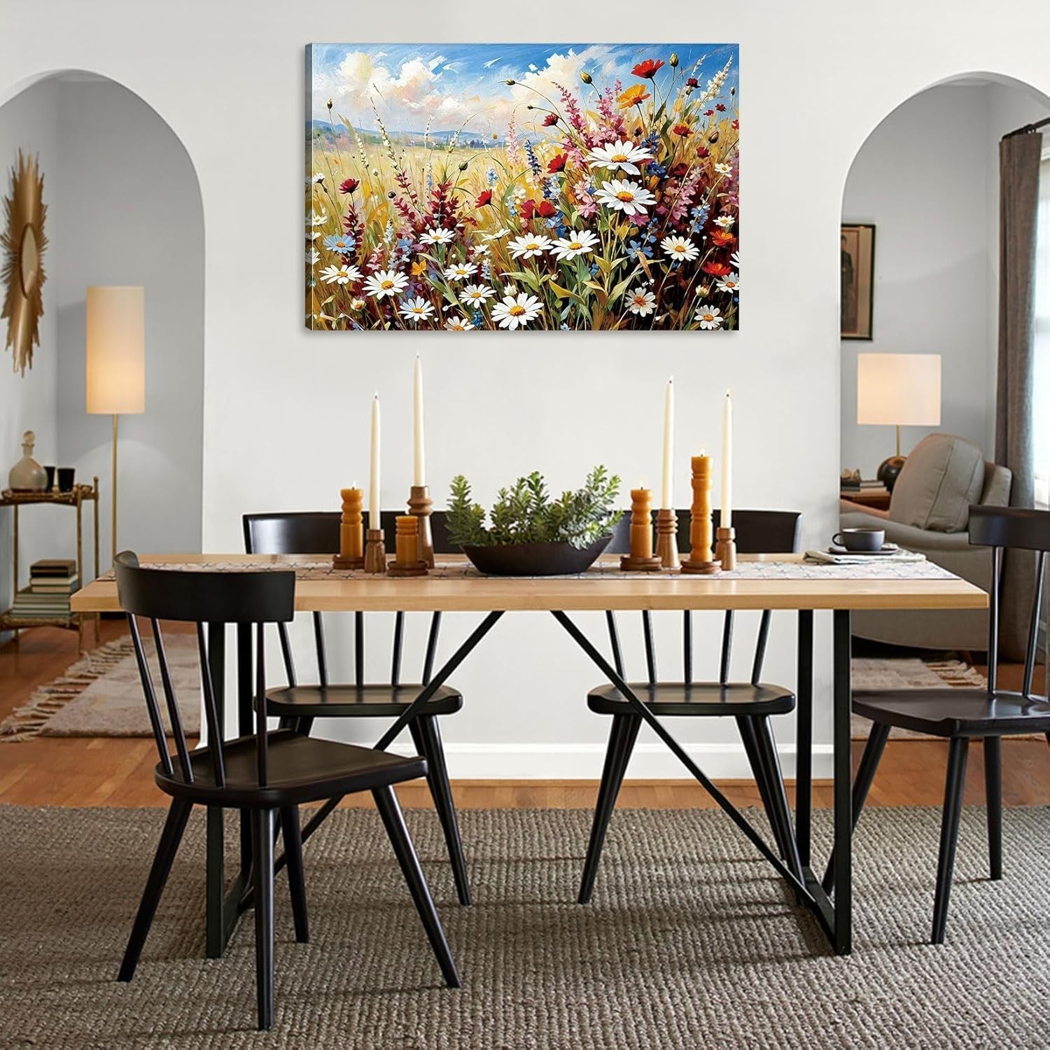 Floral Abstract Wall Art 59x39cm Framed Colourful Canvas