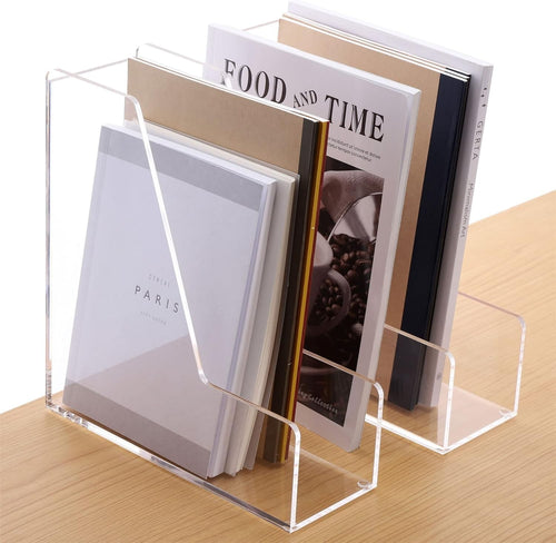 Clear Acrylic Desk File Organizer 2-Pack A4 Magazine Holder