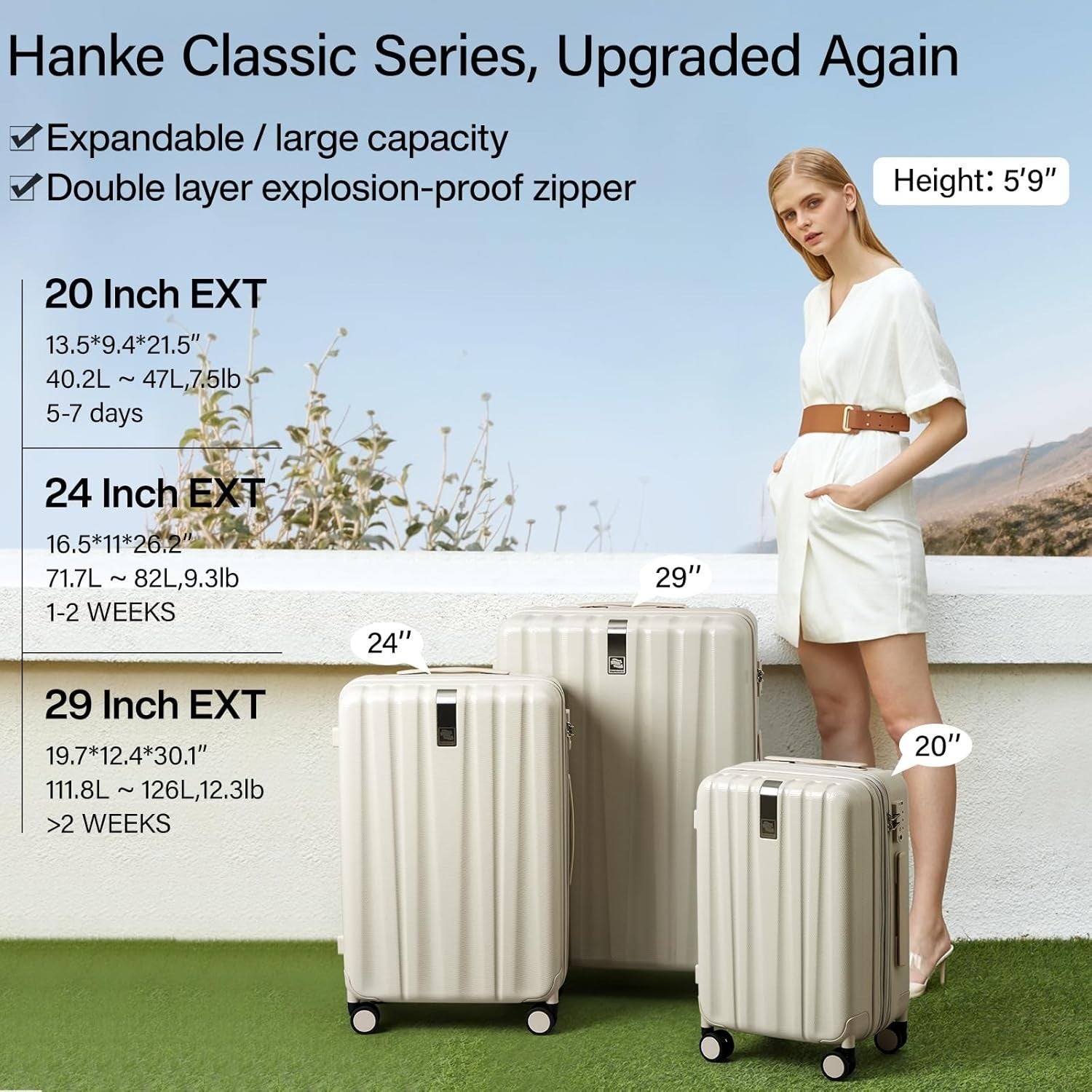 29” Expandable Large Hard Shell Suitcase Lightweight Spinner TSA Lock