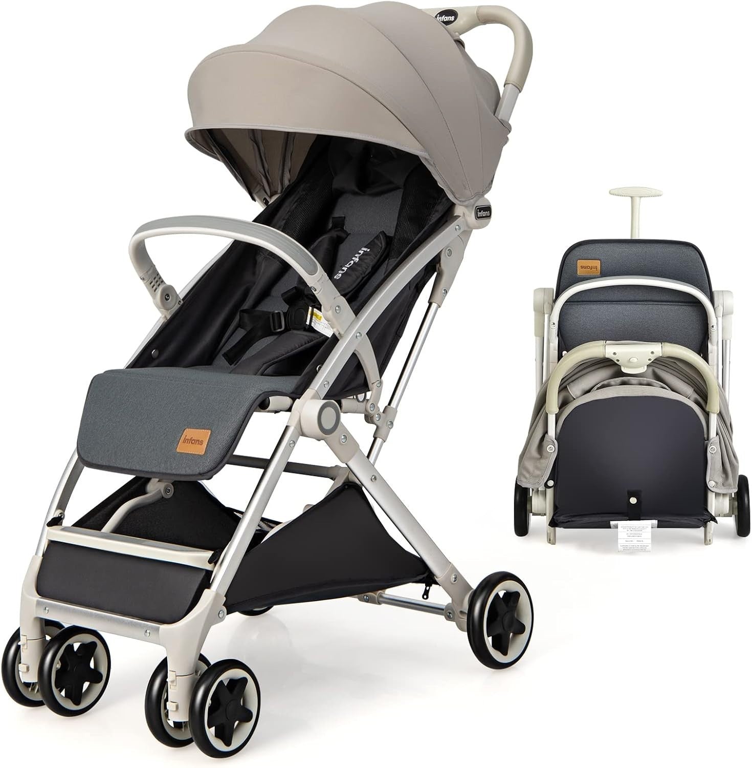 Lightweight Baby Stroller One Hand Fold Travel Buggy 5 Point Harness
