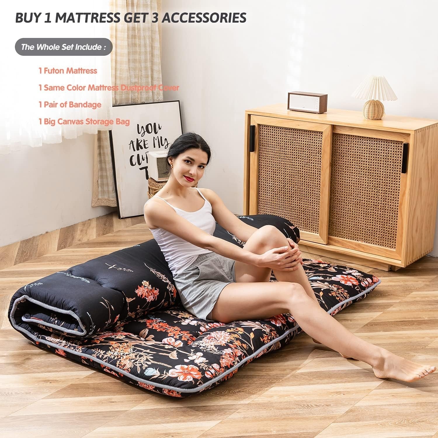 Japanese Floor Mattress Futon King Size Thick Tatami Pad Foldable Sleeping Mat
