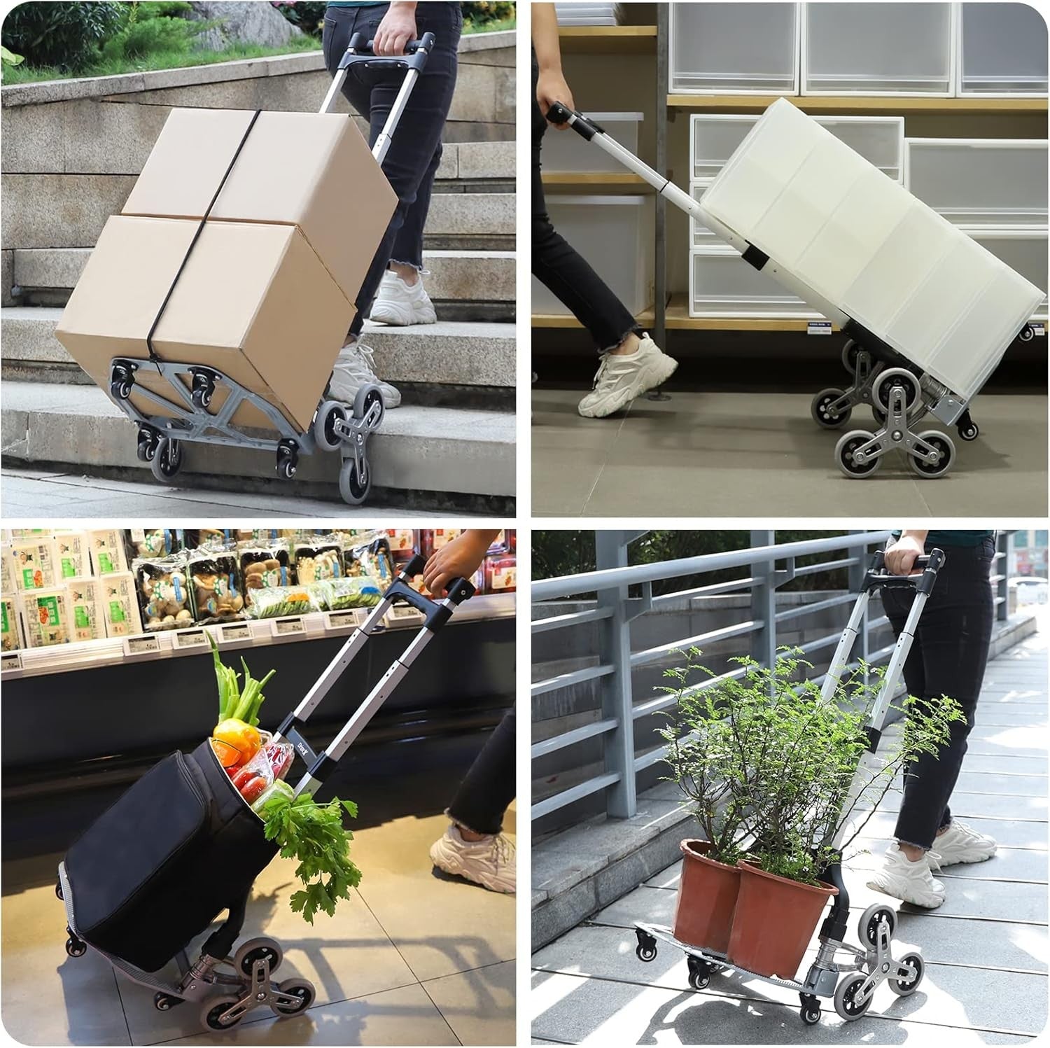 Folding Hand Truck Stair Climbing 10 Wheel Lightweight Aluminium Dolly Cart