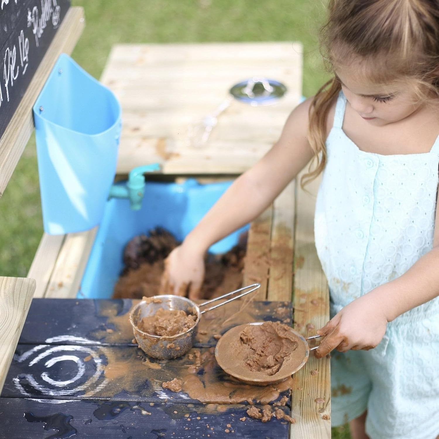 Outdoor Wooden Mud Kitchen Kids Garden Playset Water Sink Accessories