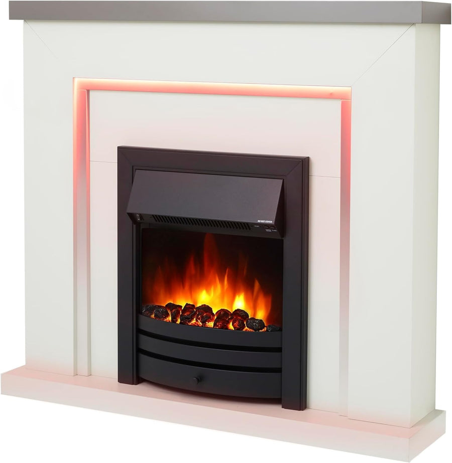 42" Electric Fireplace Suite with Flame Effect, Remote & 13-Color LED Light