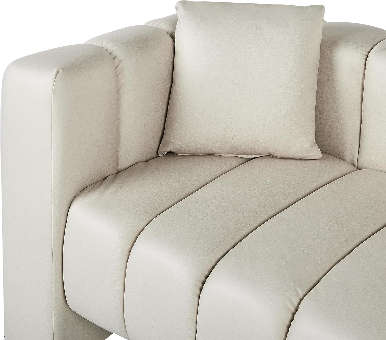Modern Left Hand Chaise Lounge Vegan Leather Sofa Off-White 173cm Recliner