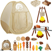Kids Pop Up Camping Play Tent Set Blue Toddler Adventure Kit