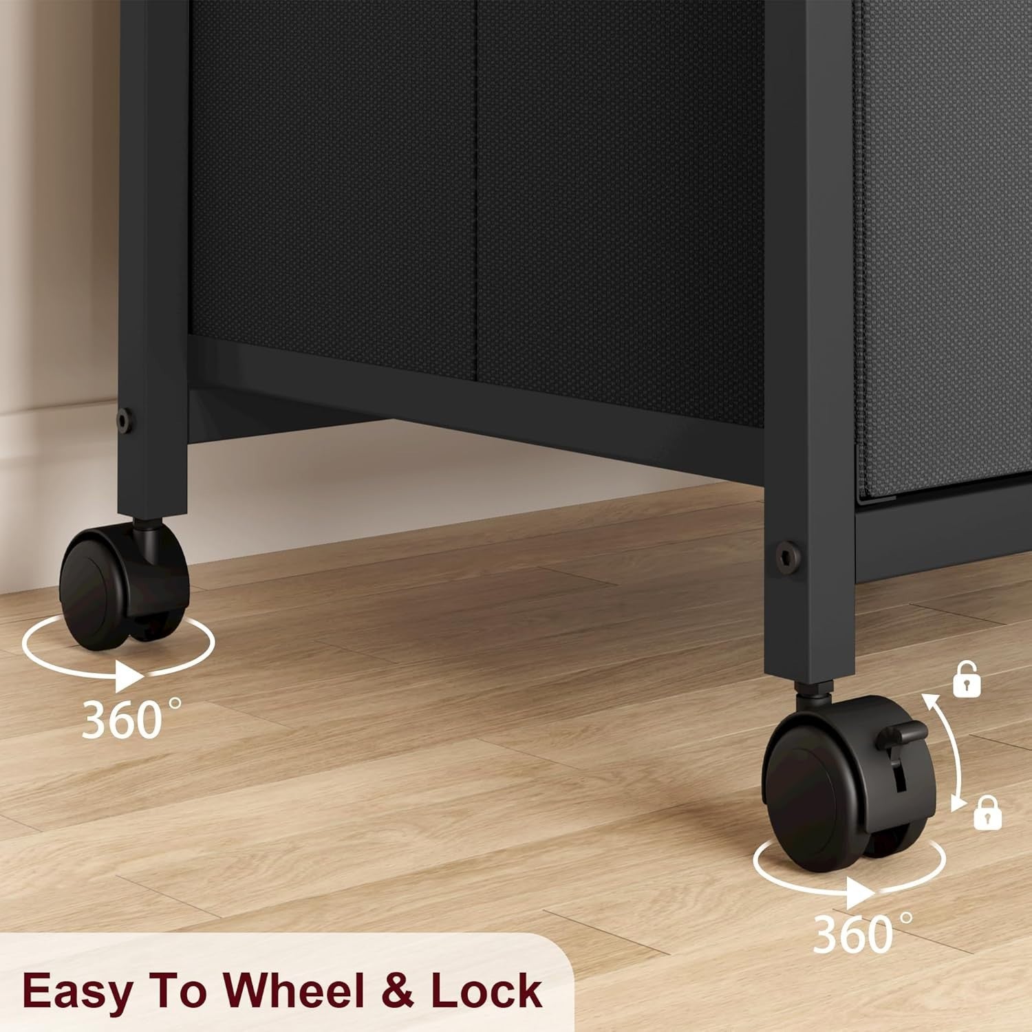 Black Metal Rolling File Cabinet 3 Drawer Under Desk Office Storage