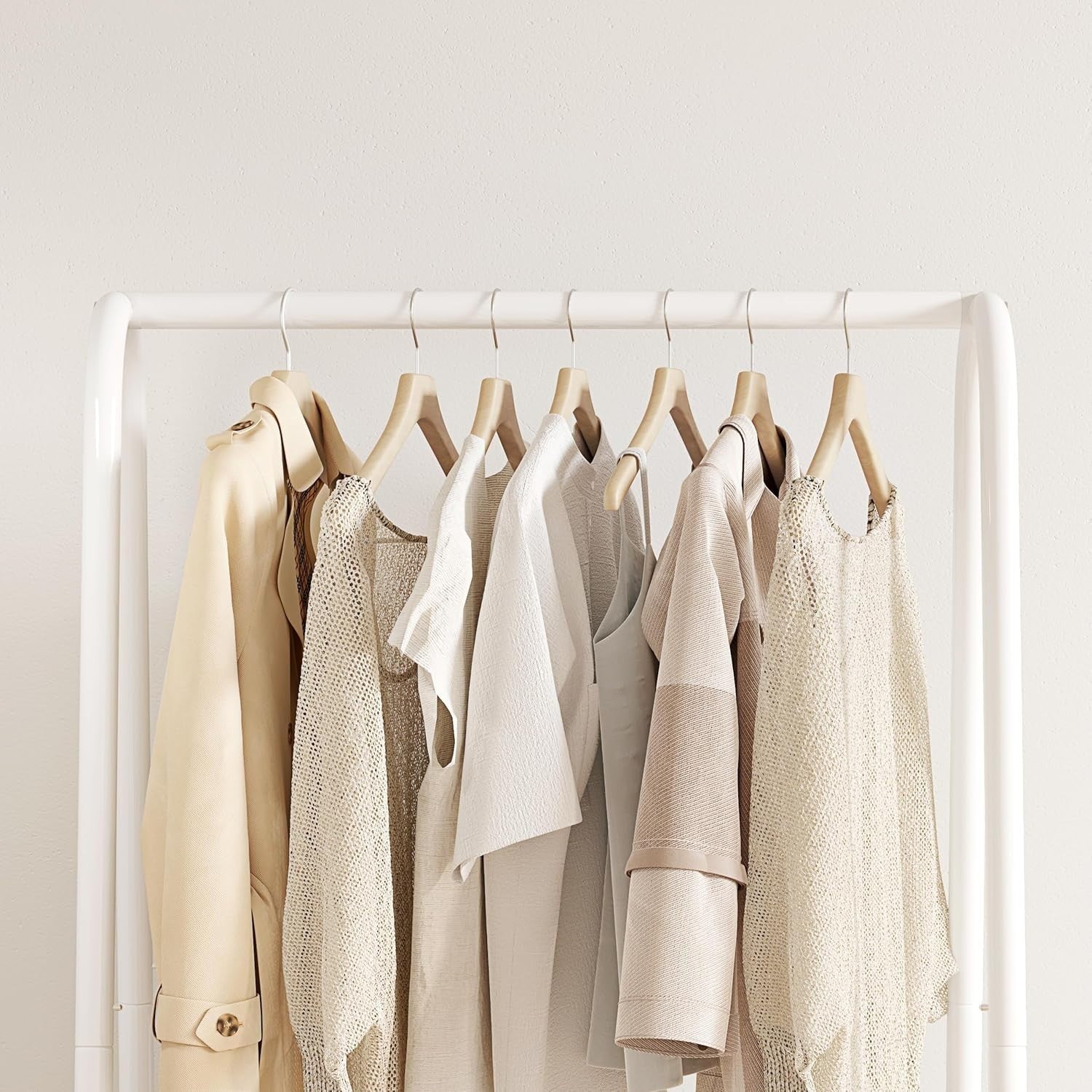 White Metal Clothes Rail with Shelves 62" Heavy Duty Rack