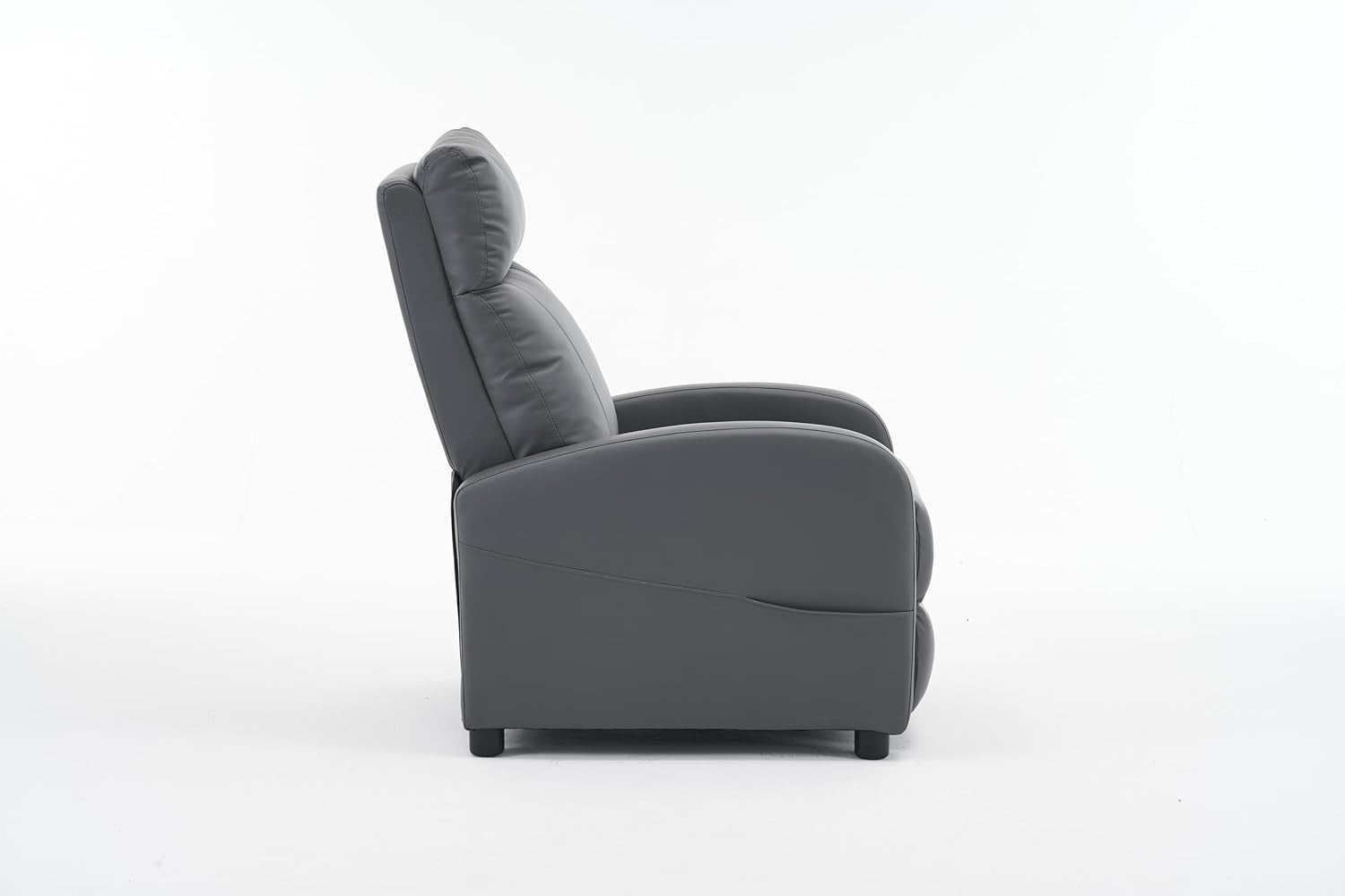 Recliner Armchair Grey PU Leather Lounge Chair Adjustable Back & Footrest