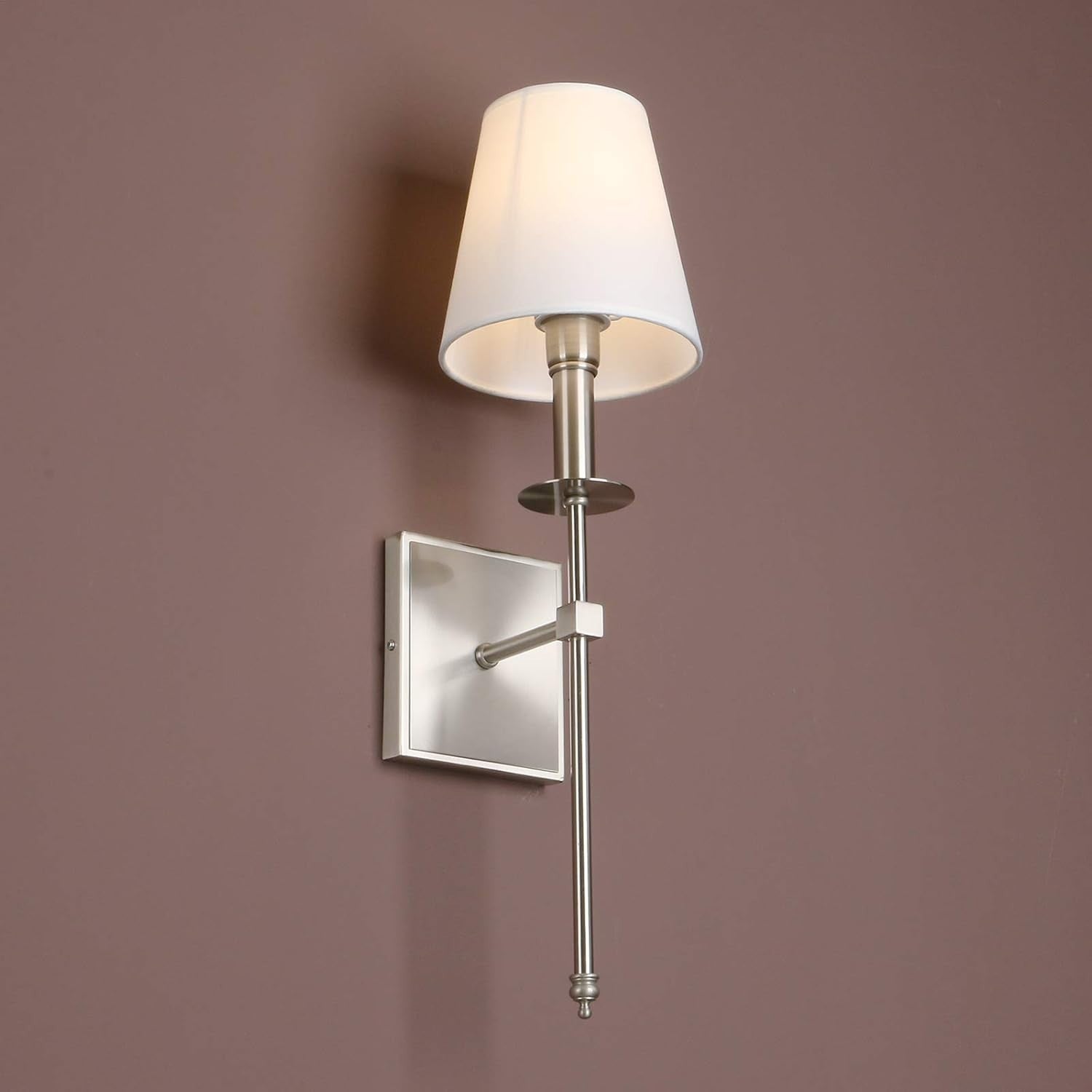 Modern Linen Wall Sconce Light Fixture, Brushed Finish, 54cm Height, E27 Bulb