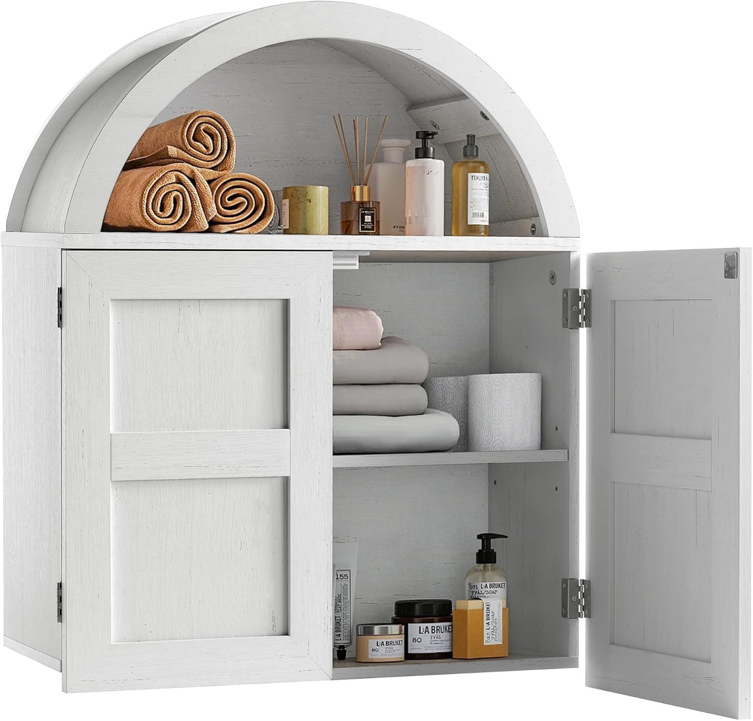 Large Bathroom Wall Cabinet with Adjustable Shelves & Magnetic Door, 60x72cm