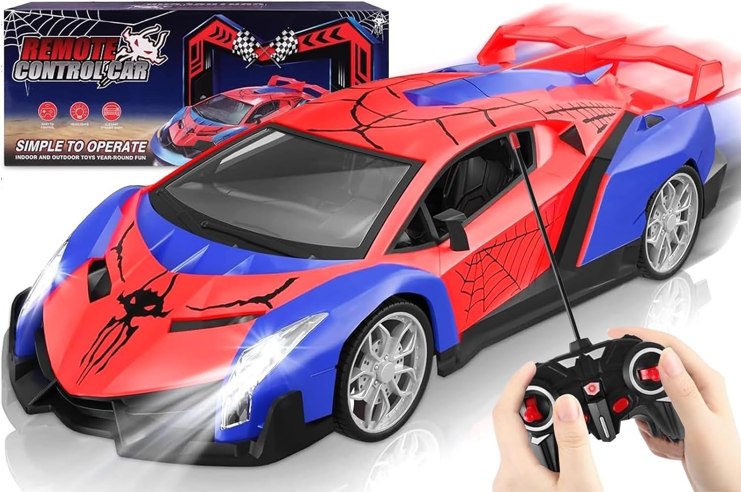 Spider RC Car 1:18 for Kids – Driftable Remote Control Car with Lights