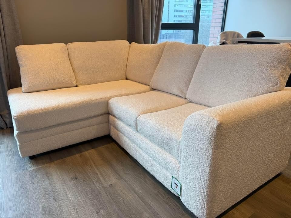 Cream L Shape 4 Seater Sofa High Back Modular Corner Couch - Plush Comfort